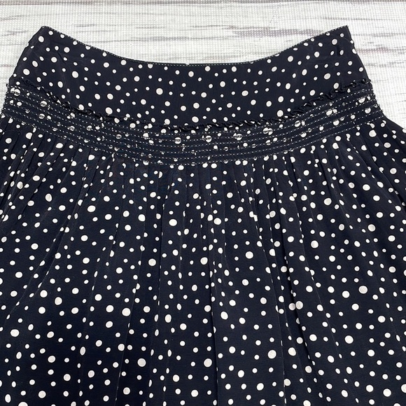 Max Studio Skirt Black White Polka Dots Full Short Size Small - Picture 8 of 13